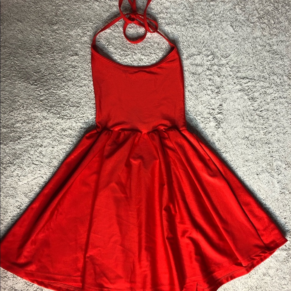American Apparel Halter Skater Spandex Red Dress